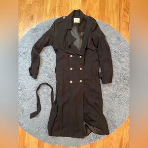 Artlove Paris Black Double Breasted Women's Trench Coat Size S